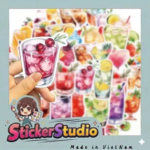 Set 100 Sticker Ly Nước Dễ Thương Chống Nước Dán Laptop Vali Mũ Bảo Hiểm Sổ Tay