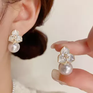 Phong Cách Hàn Quốc Tính Khí Thời Trang Phù Hợp Với Sơn Trefoil Bông Tai Ngọc Trai s925 Bạc Kim Influencer Bông Tai Cao Cấp Độc Đáo 2026-6-1