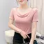 Mùa hè Phong cách mới Thiết kế dây chuyền hàng hóa Châu Âu Xếp chồng cọc thời trang Phù hợp với Áo thun ngắn tay phong cách phương Tây Slim-