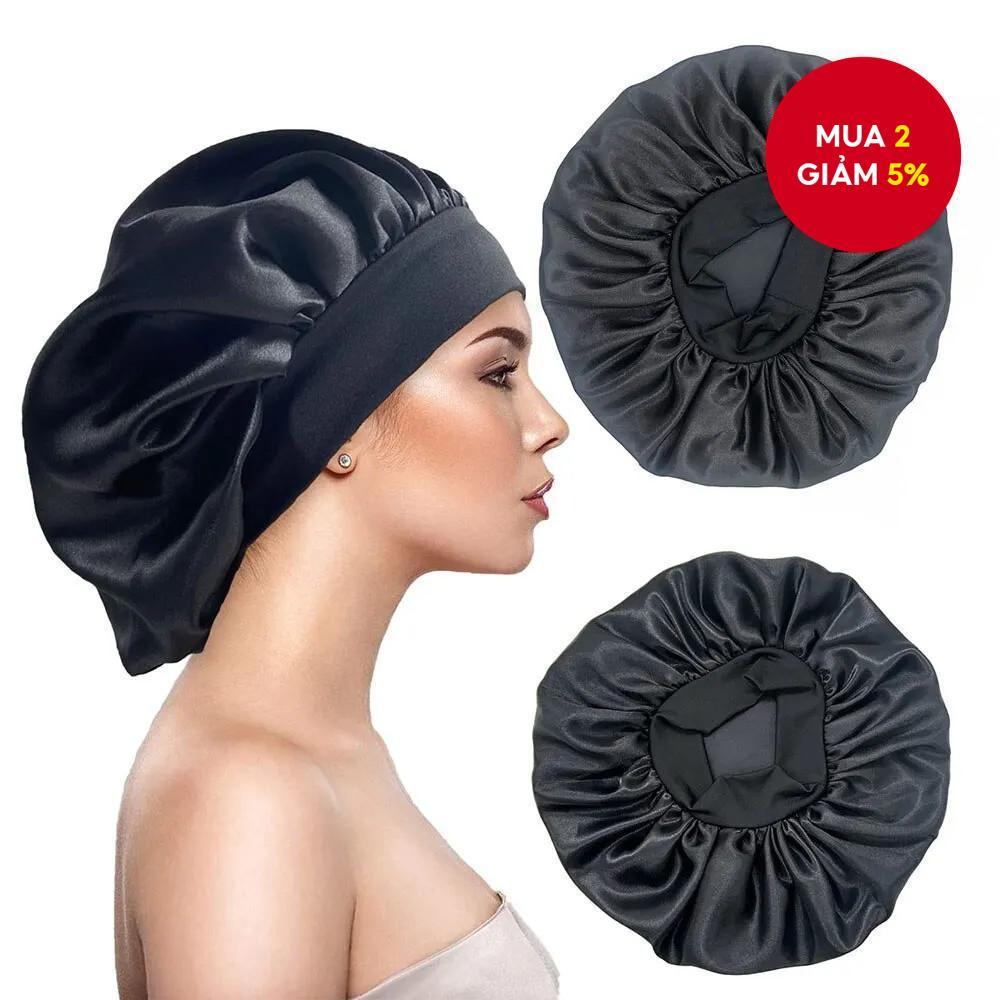 Bonnet tóc lụa Satin lớn có dây đeo rộng, mũ ngủ để chăm sóc tóc tự nhiên, xoăn và bảo vệ