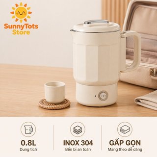 Ấm đun nước điện di động Nồi du lịch Mini bằng thép không gỉ 304 Cách nhiệt Chuyến đi gia đình nhỏ gọn