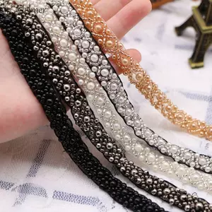 DELMER Ren Viền Thêu Cô Dâu Đính Handmade Ngọc Trai Trang Trí Đầu Đính Hạt