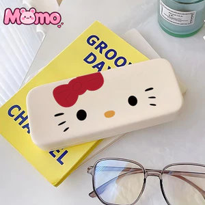 Hộp đựng kính mắt bằng da hoạt hình Hello Kitty, hộp đựng kính mắt dễ thương, chống sốc và chống rơi