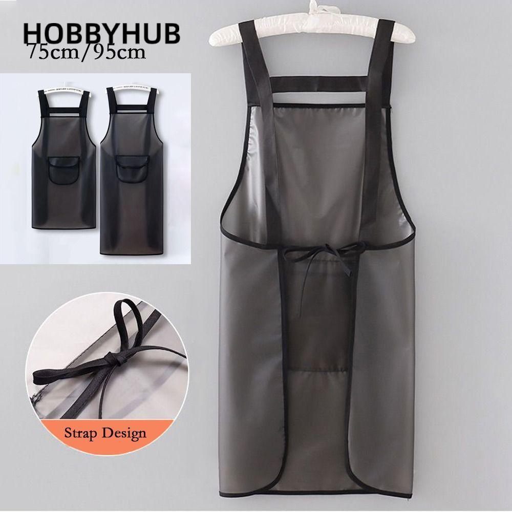 Tạp dề làm việc HOBBYHUB, Tạp dề nhà bếp PVC màu đen trong suốt, Tạp dề làm sạch chống dầu chống bụi bẩn