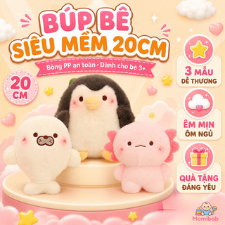 Búp bê siêu mềm 20cm – Bông PP an toàn, dành cho bé 3+ – 3 mẫu dễ thương – Êm mịn, ôm ngủ – Quà tặng đáng yêu