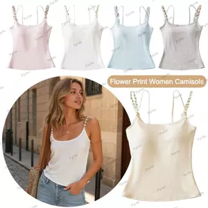 PYCOU Nữ Camisole, Áo Vest Dây Đeo Vai Đôi In Hoa, Thiết Kế Gợi Cảm Hiệu Ứng Giảm Béo Dây Đeo Có Thể Điều Chỉnh Backless Top Mùa Hè
