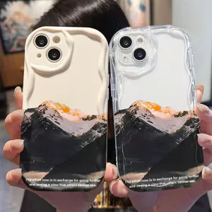 Ốp lưng tương thích cho iPhone 17 Air 16 15 14 13 12 11 Pro X XR XS Max SE 2020 6 7 8 Plus Kem gợn sóng viền cong Motif Snow Mountain NYK330
