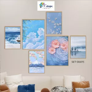 Set 6 Tranh Dán Tường Phong Cảnh Nghệ Thuật Thiên Nhiên Decor Phòng Ngủ, Phòng Khách, Spa, Góc Livestream – T.Design