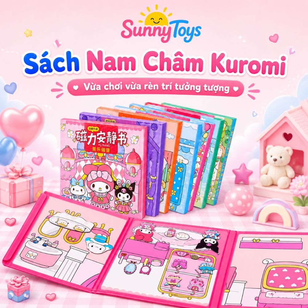 Sách Nam Châm Thay Trang Phục SunnyToys - Mẫu Kuromi, Cinnamoroll, Melody, Hello Kitty Cho Bé