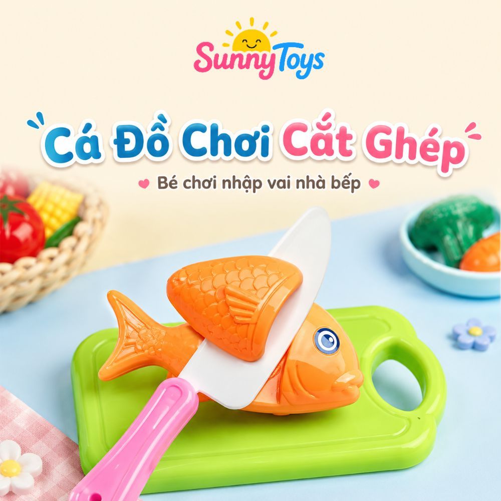 Set Rau Củ Quả Cắt Ghép SunnyToys 30 Chi Tiết - Bé Tập Cắt, Ghép Và Chơi Nhà Bếp