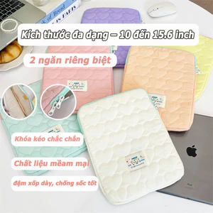 Túi đựng laptop chống sốc màu pastel xinh xắn, họa tiết nơ đơn giản, chất liệu lông mềm, phù hợp iPad máy tính bảng