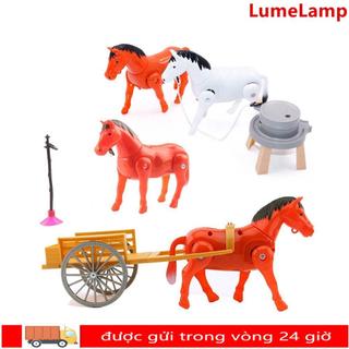 LUMELAMP mô hình ngựa điện sáng tạo, đồ chơi cảm giác mini, xe kéo ngựa, giảm lo âu, học sớm cho trẻ