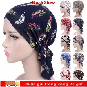 DUKGLOW Turban Hat Ruffle Scarf Muslim In Hình Mũ