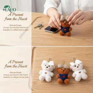 Springevenstar Dễ Thương Nơ Gấu Sang Trọng Móc Khóa Hoạt Hình Búp Bê Nhồi Bông Móc Khóa Mặt Dây Chuyền Túi Quyến Rũ Cặp Đôi Bapa Treo Trang Trí Quà Tặng Đáng Yêu Springevenstar