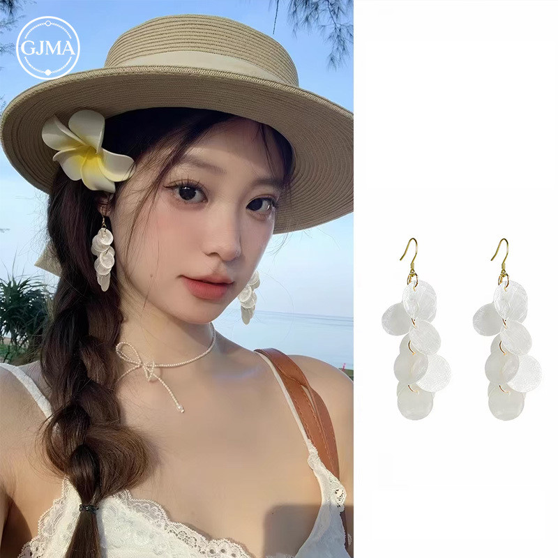 Bông tai tua rua vỏ phong cách khu nghỉ mát mùa hè phụ kiện bên bờ biển thời trang và ngọt ngào dành cho nữ