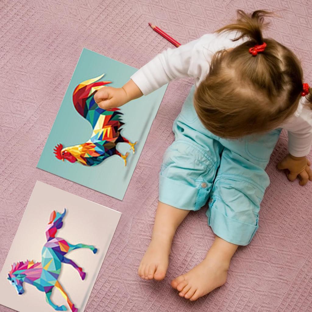 Collage Craft Kit Đồ chơi ghép hình giấy giáo dục tương tác Bộ ghép hình học cho trẻ em Bé trai Bé gái Trẻ em