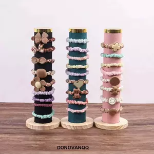 DONOVANQQ Vòng đeo tay trưng bày trang sức, Vòng tay đứng tổ chức Đồng hồ Giá đỡ trang sức, Dây buộc tóc Màn hình dây buộc tóc Giá đỡ nhung Dây cao su Giá trưng bày Phụ kiện tóc