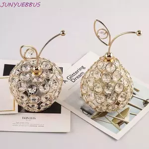 JUNYUE88US Vàng Pha Lê Lê Trang Trí, Kim Loại Kim Loại Hình Trái Cây, Phong Cách Sáng Bóng Nhân Tạo Hình Quả Lê Pha Lê Trang Trí Đám Cưới Thu Nhỏ