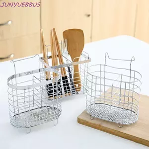 JUNYUE88US Thép không gỉ Đũa Lồng, Kim Loại Không Khoan Bộ Đồ Ăn Ống, Đũa Giỏ Bảo Quản Ngăn Bên Trong Treo Tường Xả Dao Kéo Giá Đỡ Nhà