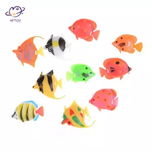 HFTOY 10 con cá giả nhỏ bằng nhựa đáng yêu đầy màu sắc để trang trí bể cá ~