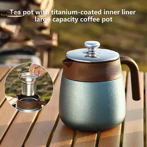TRTR Ấm đun nước giữ nhiệt phủ titan cao cấp mới dành cho doanh nhân và gia đình, Ấm trà tách trà và nước có tay cầm và nồi cà phê dung tích lớn VN