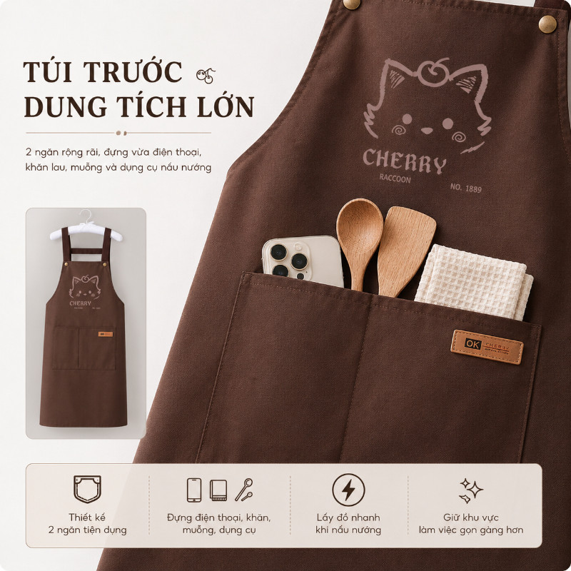 Tạp Dề Bếp In Hình Mèo Phong Cách - Kết Hợp Dễ Thương & Tiện Dụng, Cho Sự Tự Tin & Niềm Vui Mỗi Lần Nấu Ăn