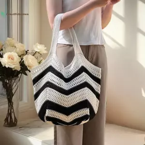 BeautifulHomeA Dung Tích Lớn Dệt Lưới Bapa Nữ Kỳ Nghỉ Mùa Hè Đi Biển Ngày Lễ Dệt Kim Rỗng Túi Đeo Vai Thường Ngày Sensation VN