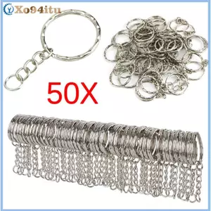 XOITU 50 Chiếc DIY 25 Mm Đánh Bóng Bạc Móc Khóa Móc Khóa Chia Vòng Ngắn Móc Khóa VN