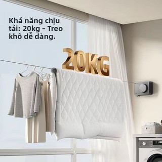 Vô Hình Thu Nhỏ Treo Tường Quần Áo Co Giãn Khách sạn Ban Công Phòng Tắm Đậm Dây Thép Không Gỉ Sấy Quilt Dây