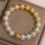 Vòng tay ngọc trai chuyển màu phong cách mới dành cho nữ - Golden Cat Charm - Tối giản sang trọng - Trang phục hàng ngày & Bestie
