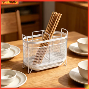 Linh hồn| Dụng cụ nhà bếp Dụng cụ sắp xếp dao kéo nhà bếp Giá đựng đồ dùng có ngăn chia và lỗ thoát nước – Dụng cụ sắp xếp mặt bàn nhà bếp cho thìa dao kéo