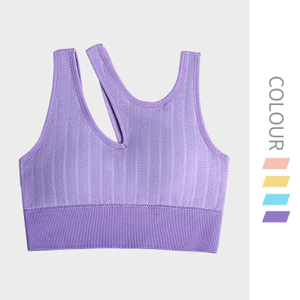 New Seamless Sports Women's Oblique Shoulder Strap Chest Pad Cup Bra Yoga Sports Underwear Running Multi-Color Vest PfJq