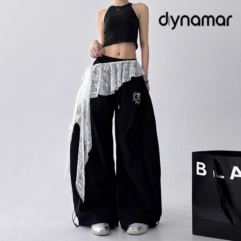 【dynamar】Chân váy dáng bất đối xứng với viền ren và tua rua, có dây buộc, hoàn hảo cho khiêu vũ và mặc hàng ngày.