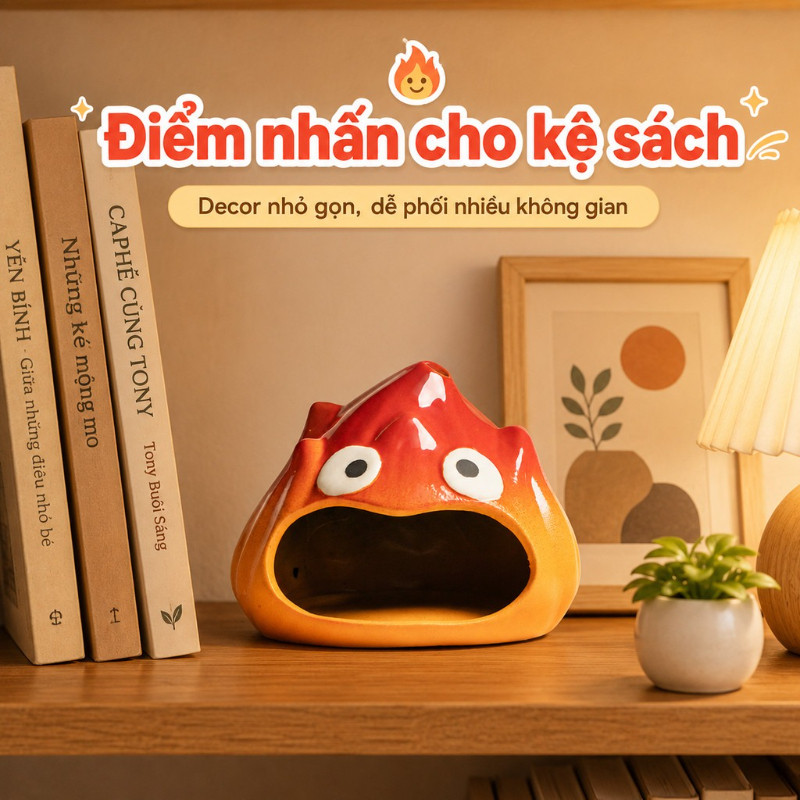 Lò sưởi gốm mini hình hoạt hình đốt tinh dầu thơm phòng để bàn trang trí dễ thương quà tặng
