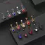 AqToCna Niche Tính Khí Trang Sức Thép Titan Miey Kim Cương Inlay Rốn Móng Tay Bụng Nút Nhẫn Rốn Xuyên Vòng Xoắn Bông Tai Trang Sức Cơ Thể AqToCna