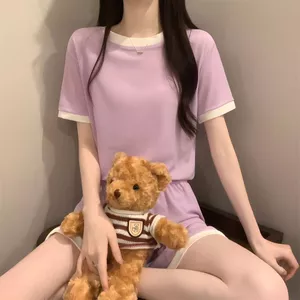 Bộ Đồ Ngủ Bằng Lụa Băng Mùa Hè Nữ Bộ Đồ Mùa Hè Nữ Màu Trơn Rời Quần Short Tay Ngắn Bộ Đồ Hai Mảnh Cao Cấp Homewear