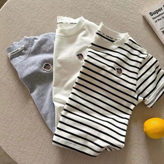 Bé Trai Mùa Hè Cotton Nguyên Chất Thoải Mái Thoáng Khí Hoạt Hình Gấu 1 Áo Thun Tay Ngắn Trẻ Em Dễ Thương Vui Nhộn Nhỏ Dễ Thương Nửa Tay Top