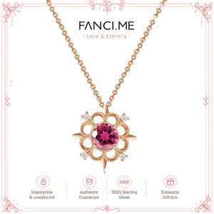 Vòng cổ mặt dây chuyền Tourmaline màu hồng FANCIME Le Petit Royal "Victoria"