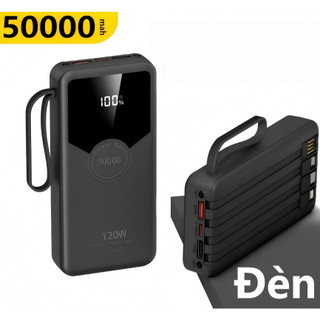 Sạc dự phòng 50000mAh  80000mah sạc nhanh 120W pin dung lượng lớn có dây cắm nhiều điện thoại
