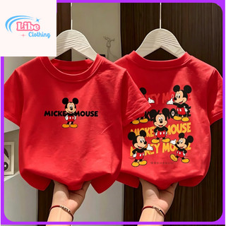 Áo phông cho bé trai và bé gái in hình Chuột Mickey dễ thương, được làm từ chất liệu cotton mềm mại, thoải mái