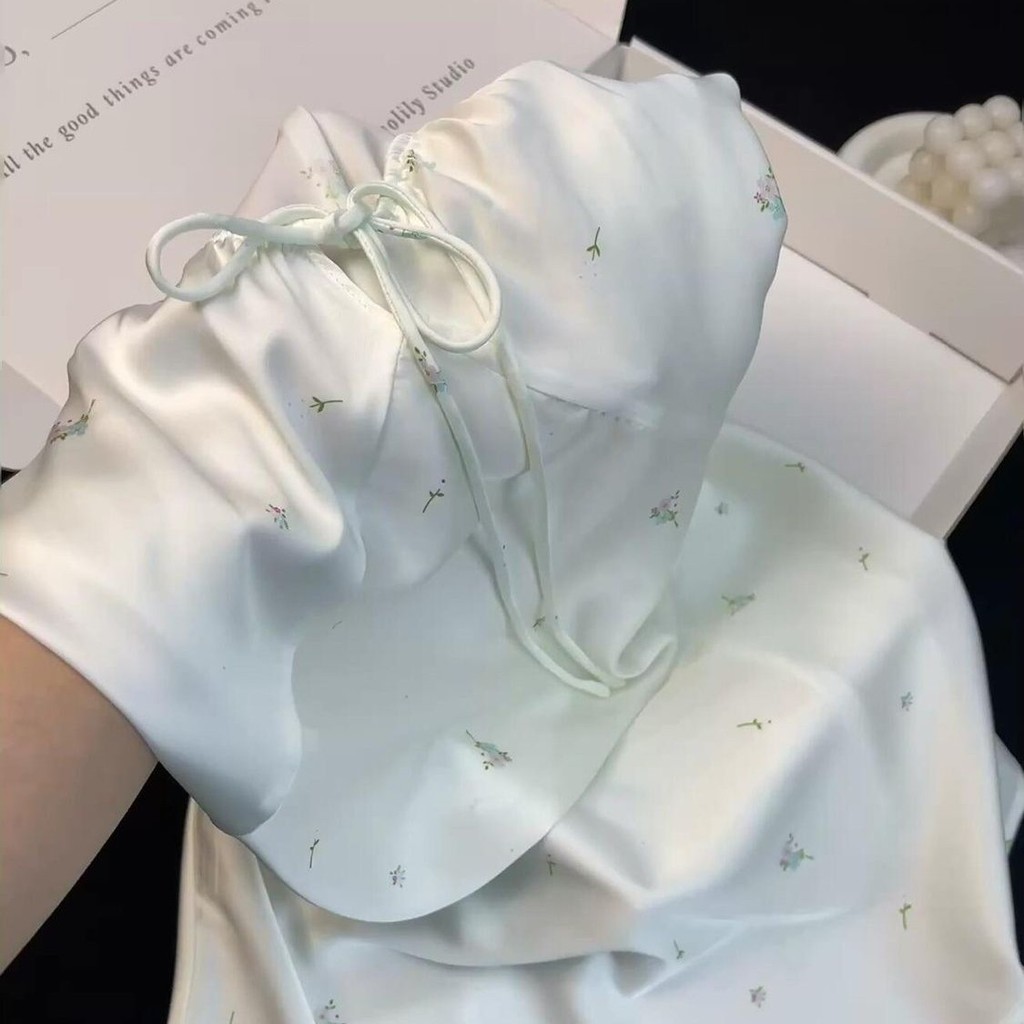 Phong Cách Hàn Quốc Cao Cấp Váy Ngủ Hoa Nữ Thoáng Mát Bên Trong Bộ Đồ Ngủ Ice Silk Homewear Bé Gái Không Tay Pure Desire Cô Gái Ngọt Ngào Có Thể Mặc Bên Ngoài Váy Nhà Mùa Hè Mỏng Thoải Mái Thoáng Khí Kích Thước Lớn Bé Gái Hẹn Hò Dài