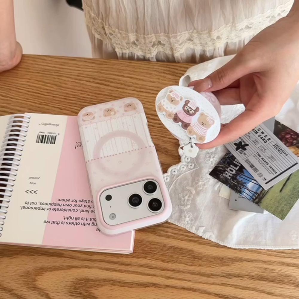 Ốp Lưng Cứng Tương Thích Với iPhone 13 14 14Pro 14ProMax 15 15Pro 15ProMax 16 16Pro 16ProMax 17 17Pro 17ProMax Ốp Nam Châm Họa Tiết Màu Hồng