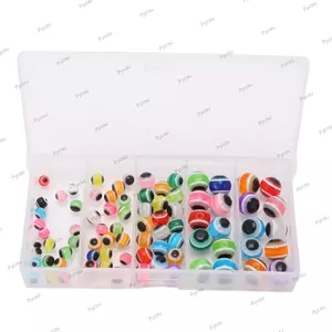 Bộ phân loại hạt câu cá PYCOU, Hạt mắt câu cá màu ngẫu nhiên bằng nhựa, Mini di động 4mm 5mm 6mm 8mm Dây câu hạt làm đồ dùng