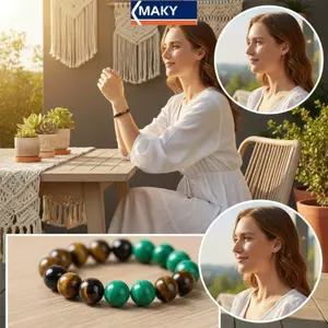 MAKY Vòng tay pha lê Opal Zircon tuyệt đẹp dành cho nữ Chủ đề ngôi sao và mặt trăng Hàng ngày quyến rũ VN