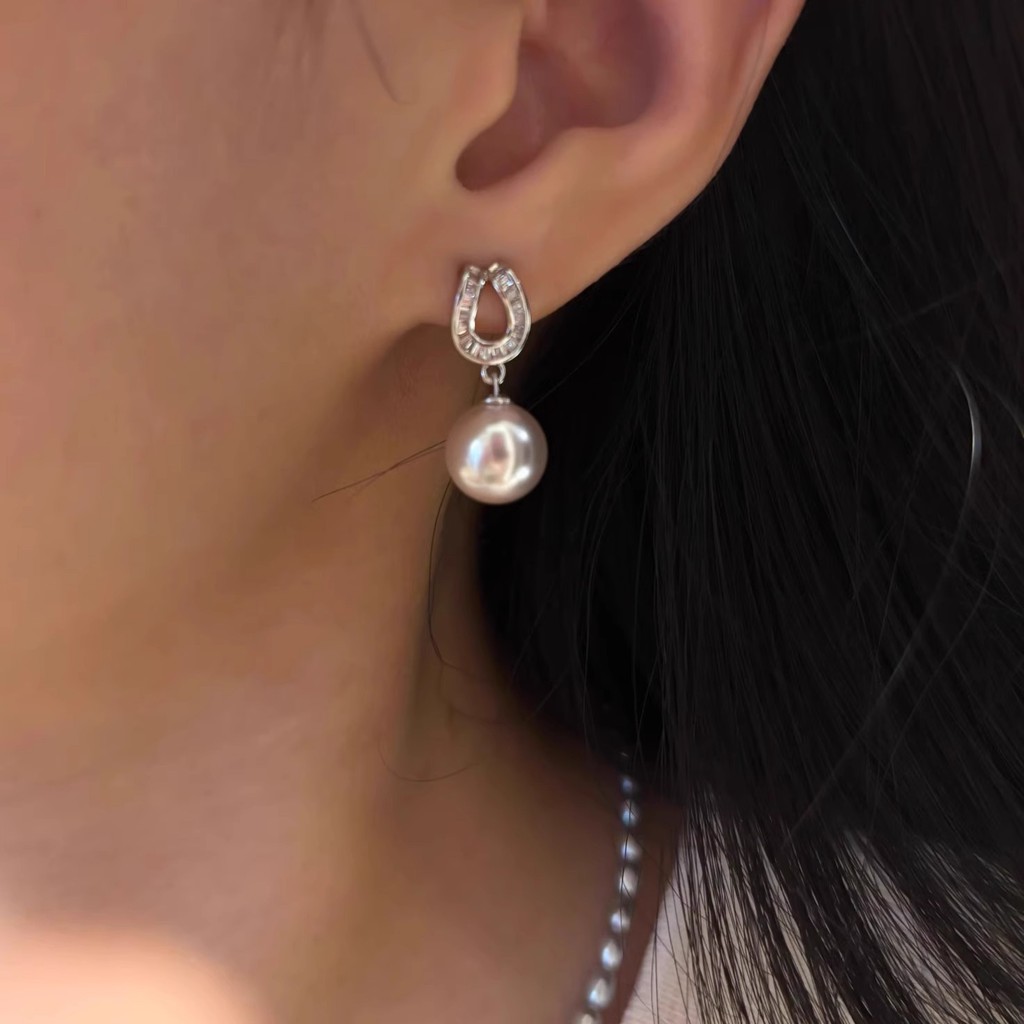 Bông tai nữ ngọc trai kim cương bạc s925