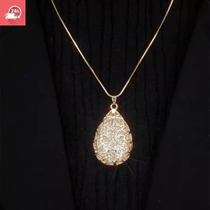 Thời trang khí chất rỗng hoa giọt nước vàng cổ nữ đa năng