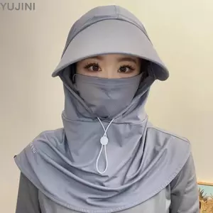 Mũ YUJUNI, Băng lụa có khăn choàng che, Mũ mùa hè thoáng khí Unisex