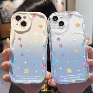 Ốp Lưng Cho Samsung Galaxy S26 S25 S24 S23 S21 S22 Plus Ultra 20 FE J7 Prime A03 A03S A02 A02S M02 A12 M12 A20 A30 Kem Vồng Cong Edge Motif Ngôi Sao Đầy Màu Sắc NYK254