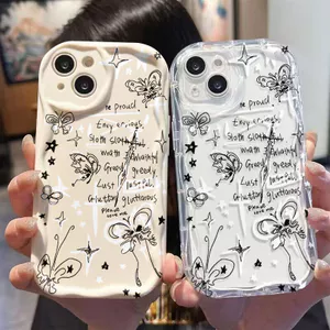 Ốp Lưng Cho Realme C65 C63 C55 C53 C51 C35 C30 C21Y C25 C25S C20 C15 C12 C11 5 5S 5i 6i Note 50 Narzo 20 30A Kem Vồng Cong Cạnh Hình Bướm NYK274