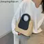 Mùa hè Retro Tương Phản Màu Khâu Túi Rơm Túi Nhỏ Dệt Tay Túi Đựng Mỹ Phẩm Đơn Giản Thời Trang Một Vai Túi Xách
